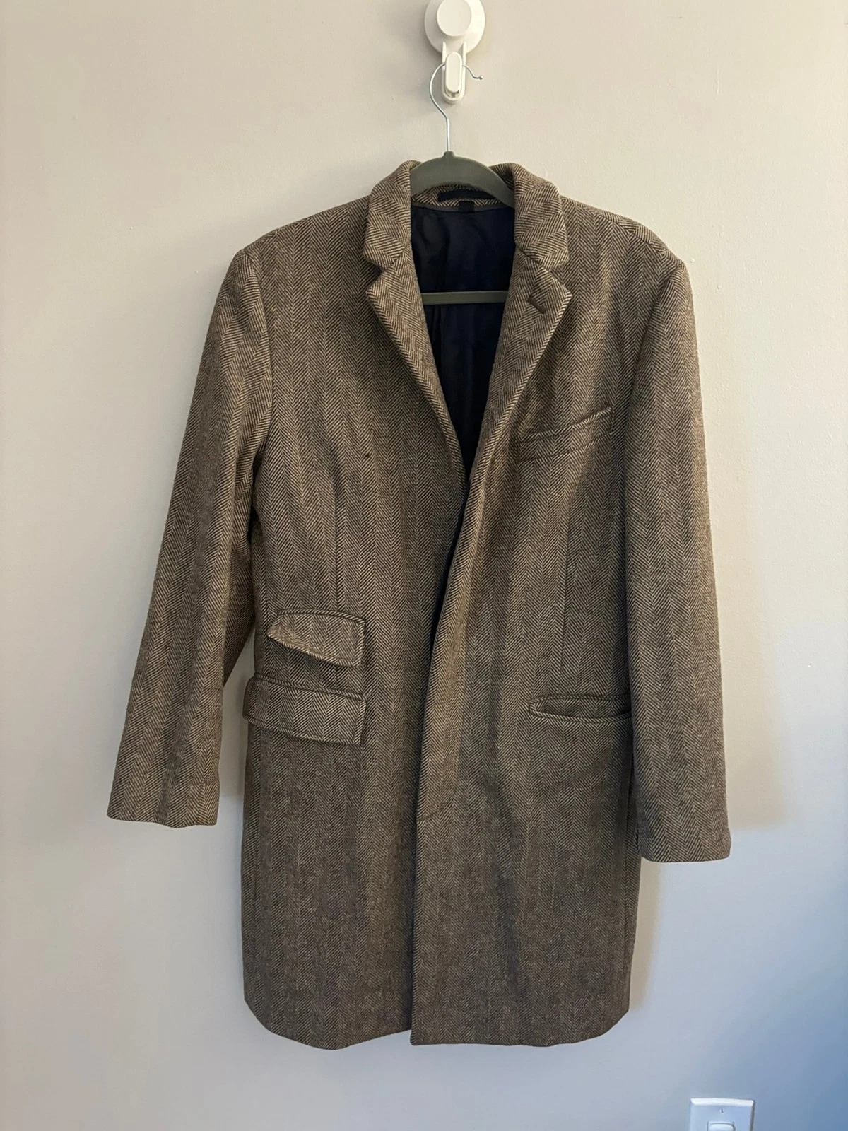 J.Crew Ludlow Moon Tweed Topcoat Coat 38S Brown Herringbone 100% Wool *DAMAGED* image 1