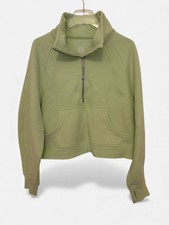 Lululemon Scuba Oversized Funnel Neck Half Zip Hoodie M/L Light Green EEUC