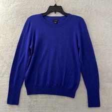 Halogen Womans Sweater Top Blue Solid Small Wool Blend Long Sleeve Round Neck