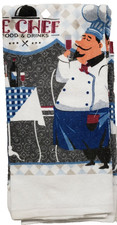 1 one Printed Kitchen Terry Towel 16"x26" FAT CHEF, FOOD DRINKS, AM