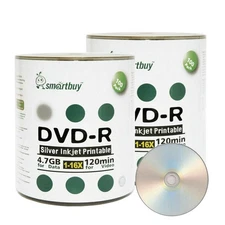 200-disc 4.7gb/120min 16x DVD-R Silver Inkjet Hub Printable Blank Recordable ...