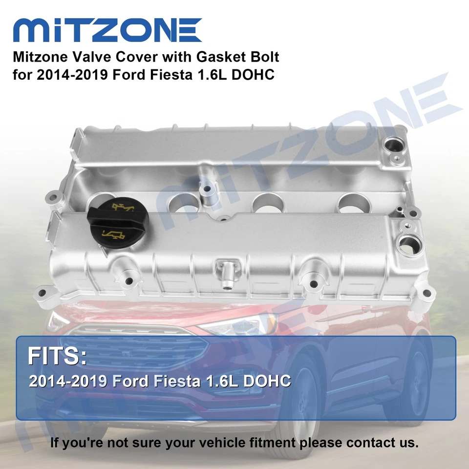 Mitzone Valve Cover with Gasket Bolt for 2014-2019 Ford Fiesta 1.6L DOHC - Image 3 of 4