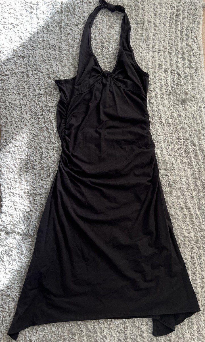 MAX STUDIO Halter Neck Dress Solid Black Size Large NWT | eBay