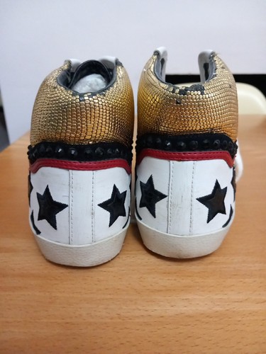 Rare Ash High Top Trainers Womens White Leather Studded With Stars Size 37 4 UK - Picture 8 of 14