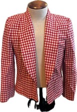 Miss Women s Pendleton Pure Wool Vintage Blazer Red White Houndstooth Sz 12