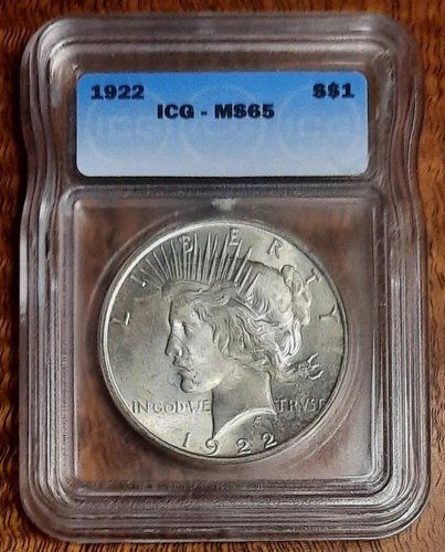 1922 Peace Dollar•MS-65• ICG  Frosty- White  Gem  Quality.