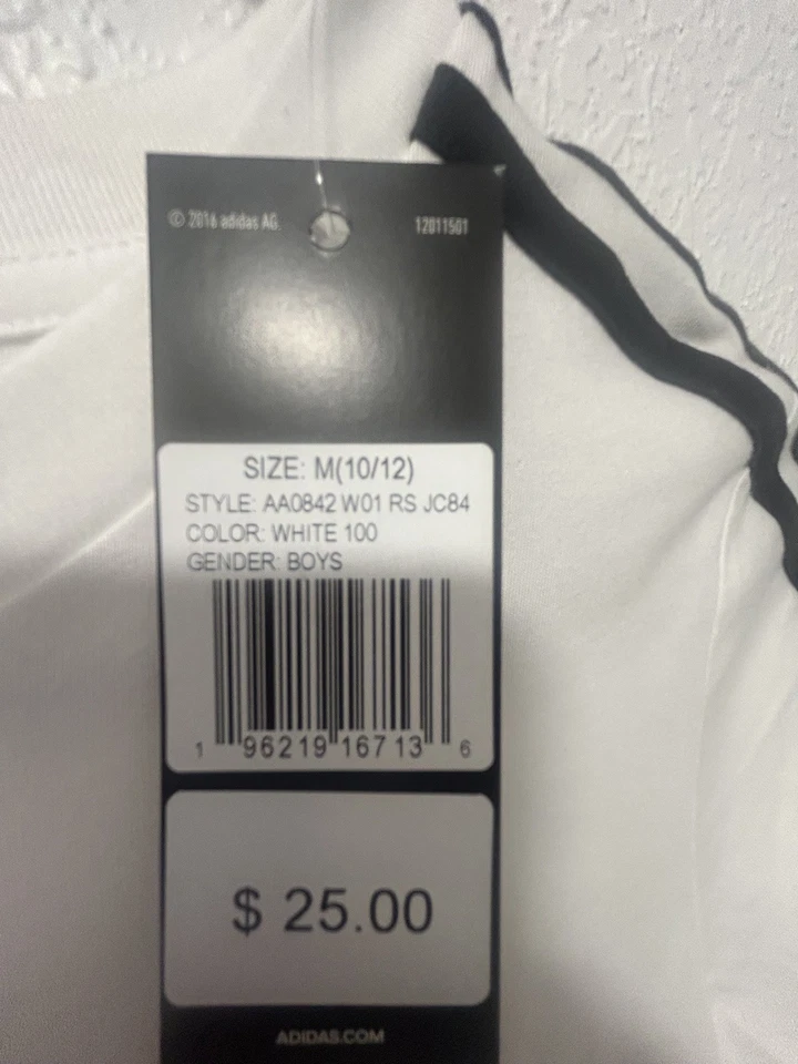 Boys ADIDAS Black White 3 Stripe Joggers Size Med 10/12 White Shirt Size 10/12 - Image 4 of 4
