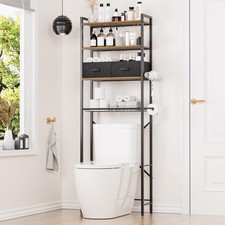 Over The Toilet Storage with Adjustable Wooden Shelves and 2 Fabric Drawers, ...