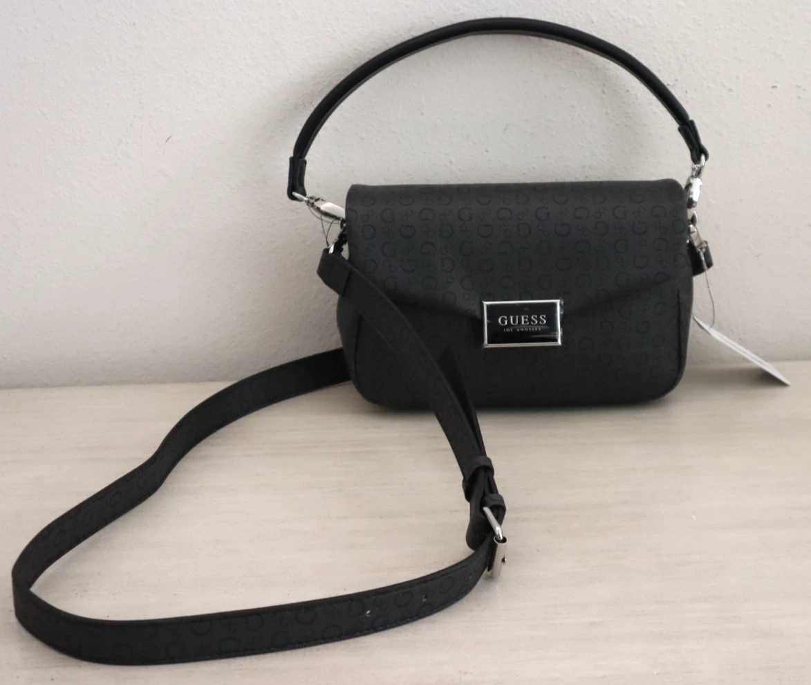 GUESS Borsa Tia Convertible Crossbody In PU Nero Trapuntato – 26cm Con Catena