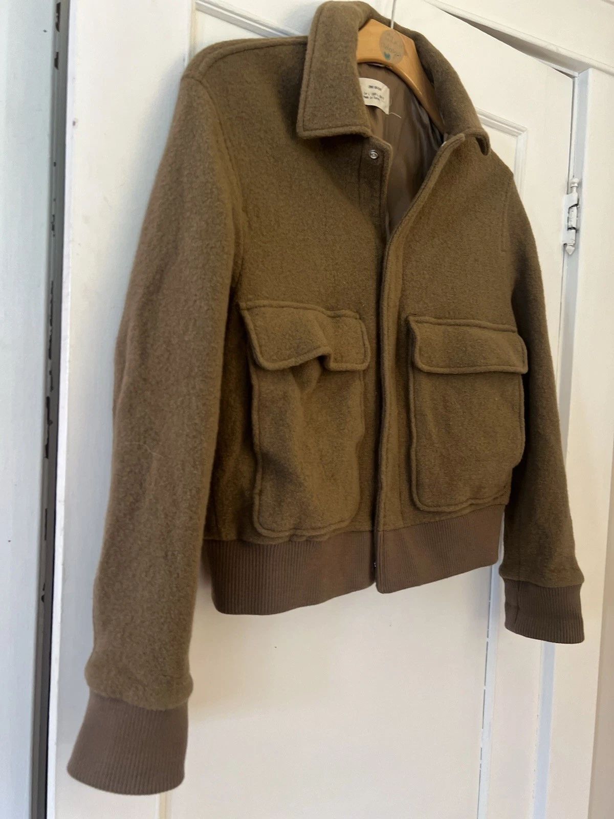 ZARA Origins BOMBER JACKET Aviator Size L Wool Exterior Quiet Luxury Old Money - product detail image 3
