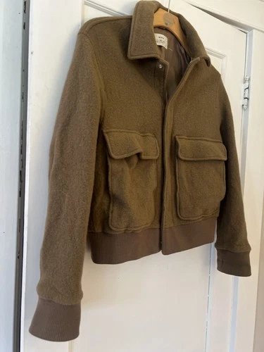 ZARA Origins BOMBER JACKET Aviator Size L Wool Exterior Quiet Luxury Old Money image 3