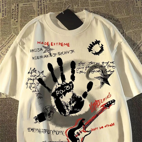 American Vintage Round Neck Short Sleeved T-shirt Men/Women Korean Inst - Picture 25 of 27