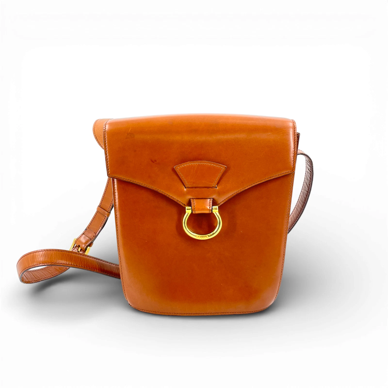 Celine — Auth CELINE Caramel Leather Ladies Shoulder Bag SJX881