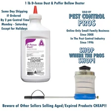 1 LB D-fense Insecticide Dust & Bellow Puffer Duster Control Bed Bugs Fleas etc
