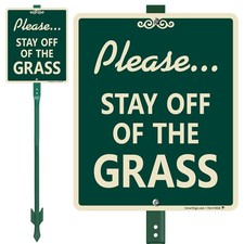 SmartSign 12 x 10 inch  Please Stay Off Of The Grass  LawnBoss Yard Sign with 3