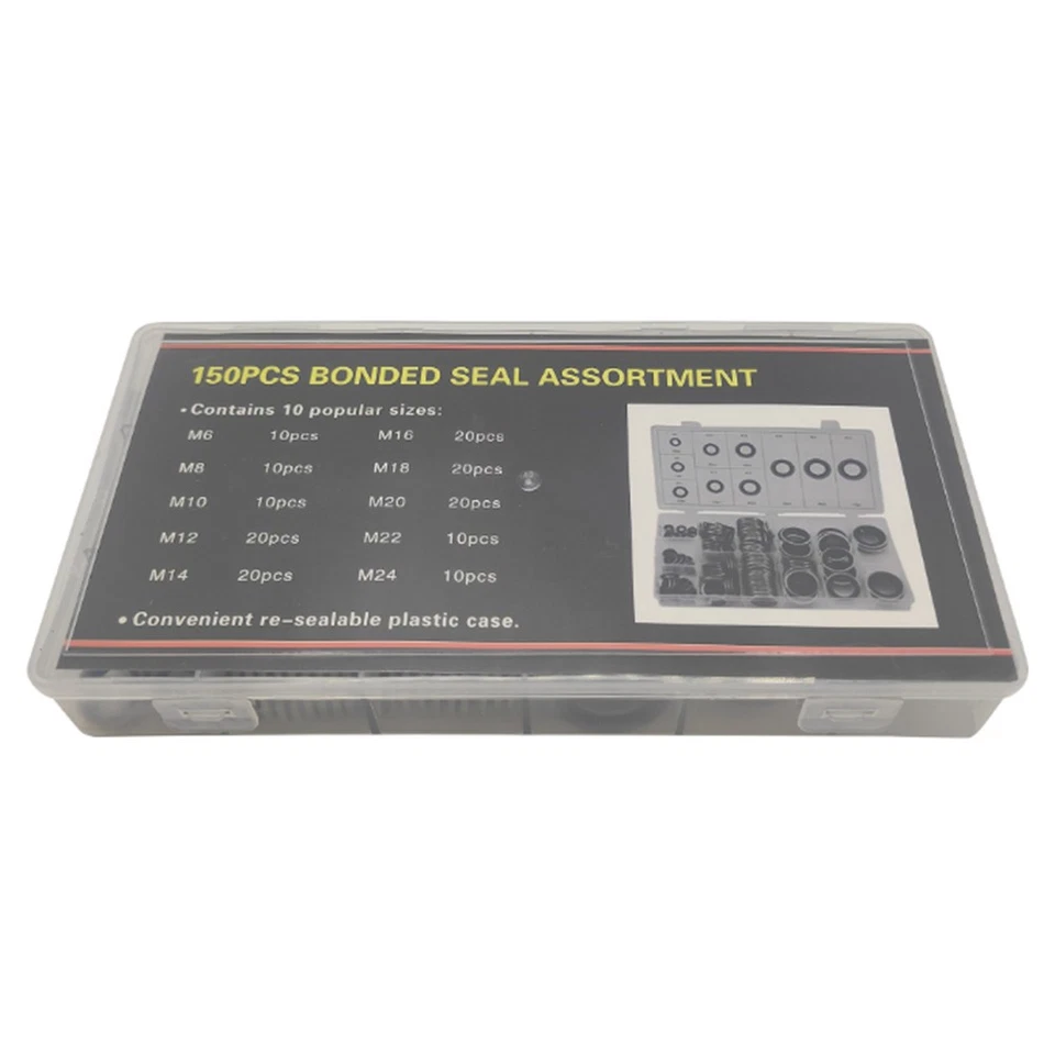 150PCS 10 Sizes Car Seal Washer Assortment Kit Washer Repair Tool Universal Foto 3 de 4