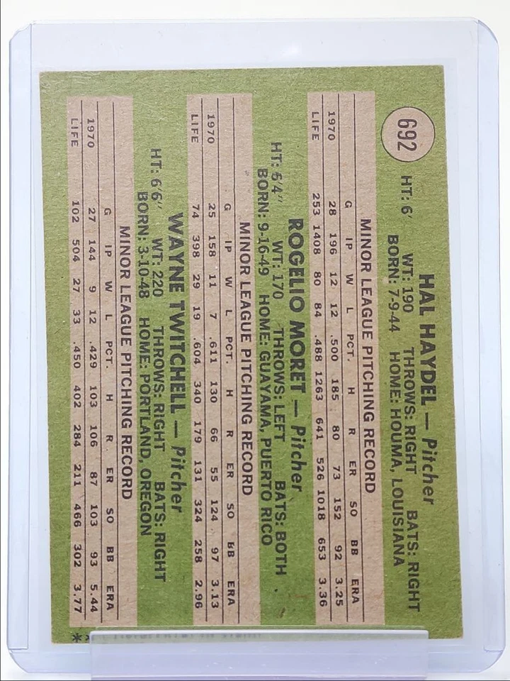 HAL HAYDEL ROGELIO MORET TWITCHELL 1971 TOPPS ROOKIE STARS #692 RC Q1518 - Image 2 of 2