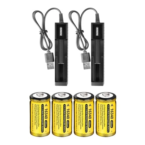 2800mAh CR123A 16340 Battery 3.7V Rechargeable Batteries / Smart USB Charger Lot