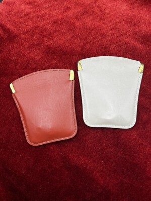 Bosca Key Pouches Set (2) Vintage, Amber & White Italian Leather Chain