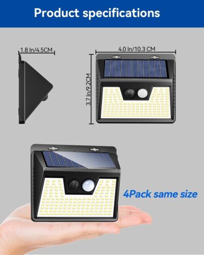 4-Pack Solar Motion Sensor Lights, 3 Modes, Waterproof for Outdoor Security - Picture 4 of 15