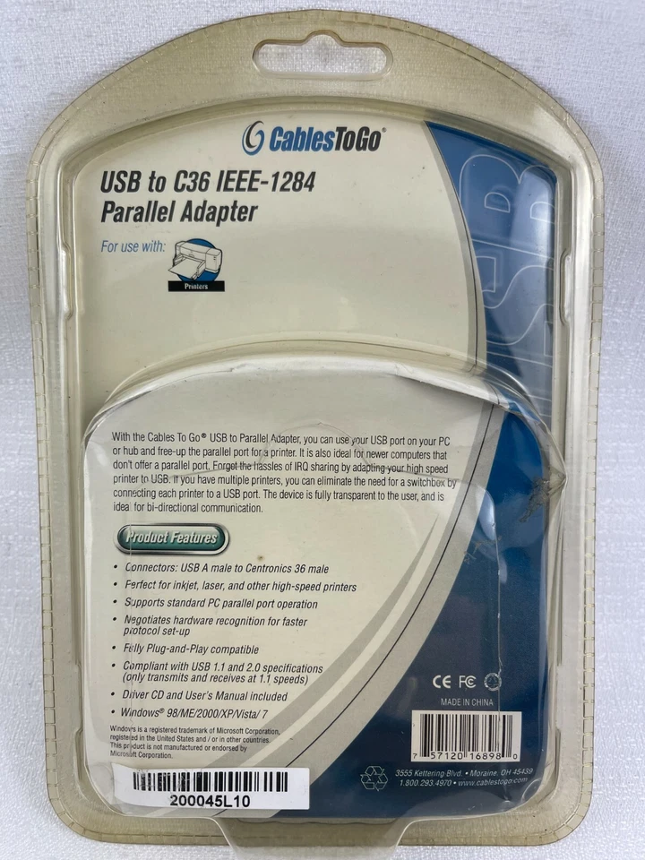 USB To Parallel 36 Pin IEEE 1284 Printer Cable Adapter Cables to Go NEW VINTAGE - Image 2 of 3