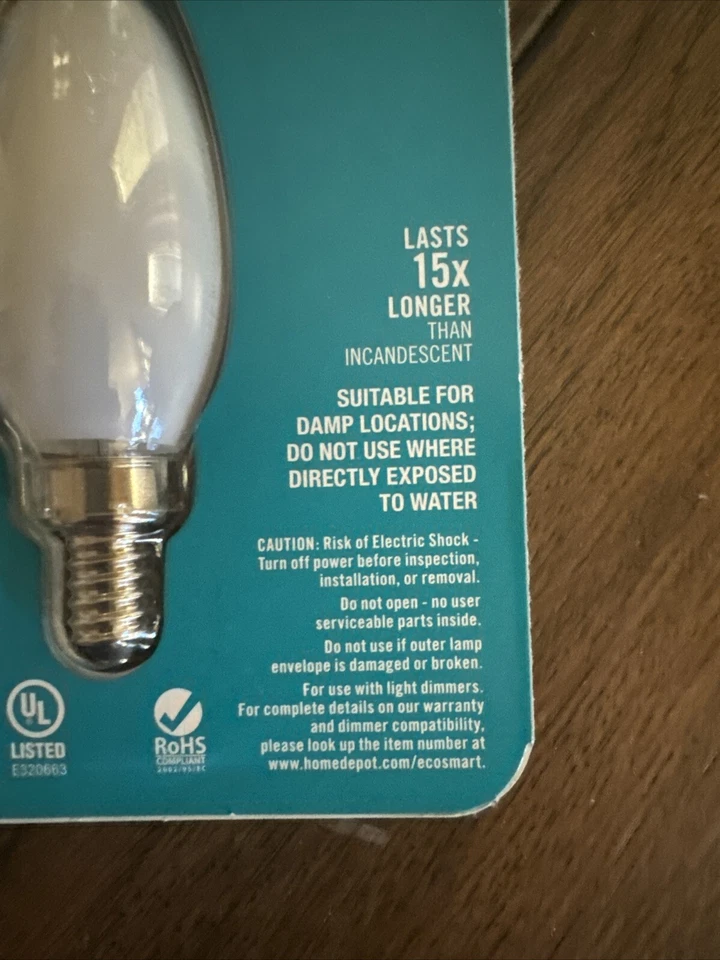 EcoSmart 40-Watt Equivalent B11 Candle Dimmable Energy Star Frosted Glass... - Image 3 of 4