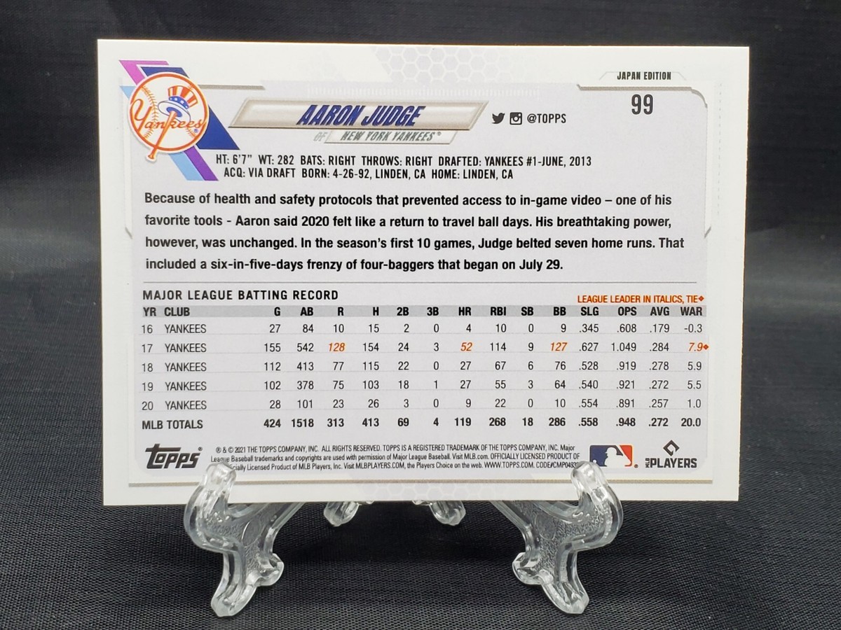 2021 Topps Aaron Judge JAPAN EDITION #99 *rare* 2022