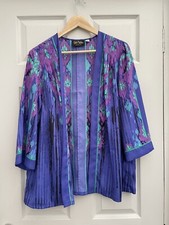 Bob Mackie Purple & Blue Thin Kimono Blouse Summer Cover Up Sz L 16-18 Mint