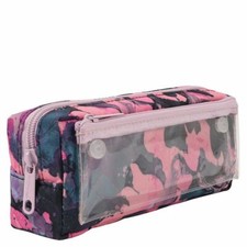 Large Capacity Double Zip Fabric Pencil Case Back To School College Make Up Bag
