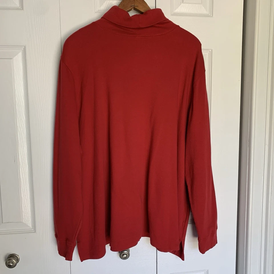 Pullover de cuello alto para mujer LAURA SCOTT talla grande 24/26W algodón rojo Foto 2 de 4