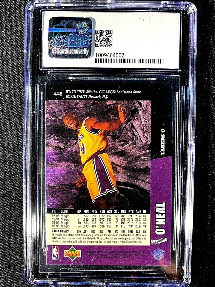 CSG 8.5  Cardzillion UD Folz Minis WALMART VENDING 1996 Foil Shaquille #4 1598 - Image 2 of 2