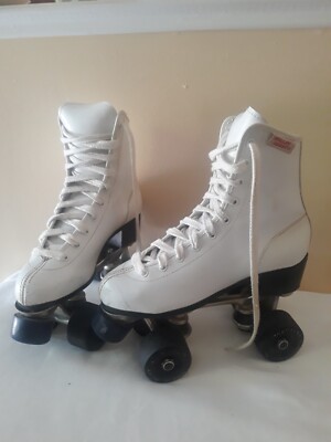 Vintage RollerDerby Hightop Skates Womens S 5 (4) White Leather Urethane Wheels 