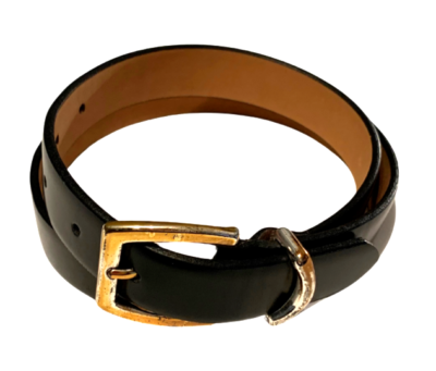 TALBOTS BLACK ITALIAN LEATHER BELT WITH BRASS BUCKLE MADE IN  display picture 3