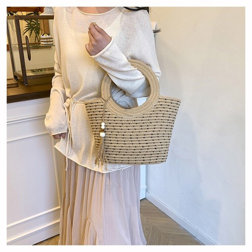 Handwoven Handbag Casual Tote New Beach Bag Women - Picture 3 of 12
