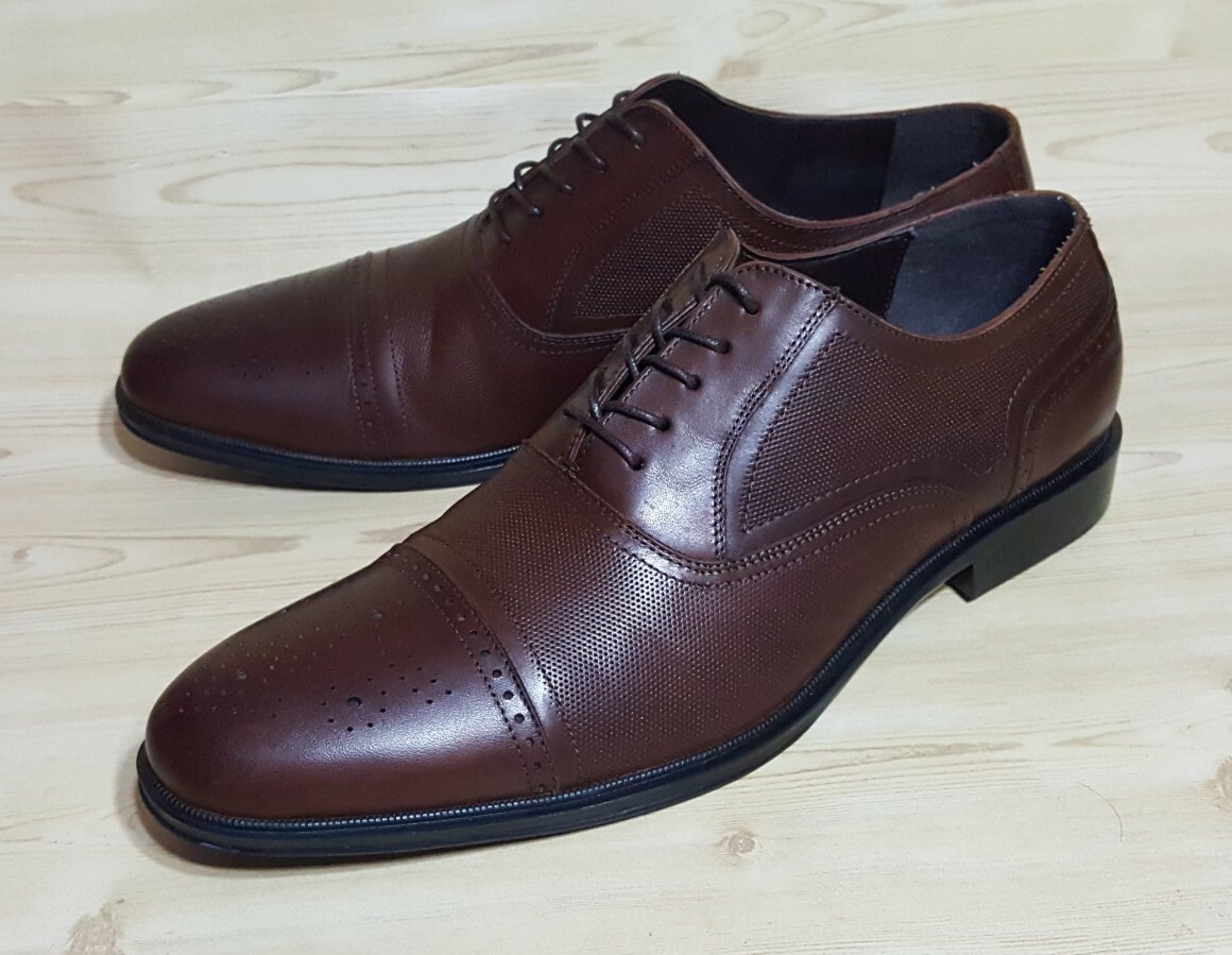 Kenneth Cole Oxfords Cap Toe Brogue 12 M Mens Brown Leather Lace Up Dress  Shoes