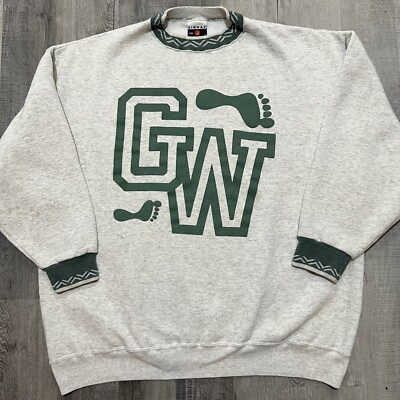 VTG George Washington HS Denver Grey/Green 90s Crewneck Sweatshirt