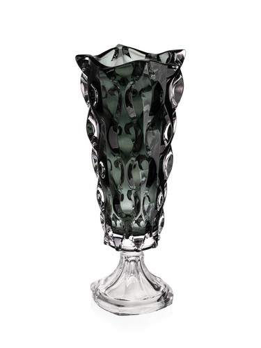Vase mit Fuß 15" Kristall grau Knospe Vase Wohndeko Böhmen Kristall Blumenvase