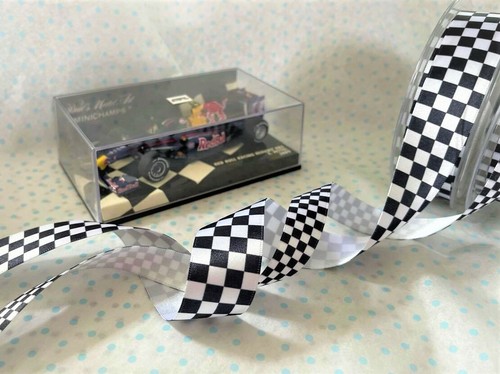 Berisfords FORMULA 1 F1 Chequered Flag Sport Ribbon 15mm & 25mm -various lengths - Picture 25 of 25
