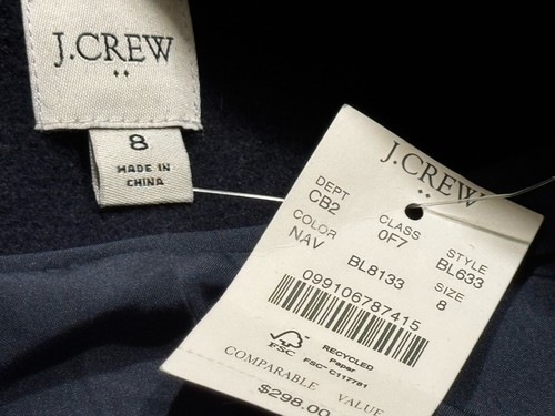 J CREW $ 298 klassischer marineblauer Mantel Wollmischung Tasche Winter geknöpft Erbsenmantel - 8 - Bild 11 von 11