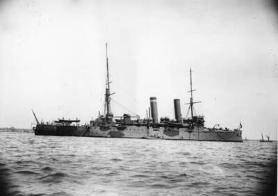 The battleship, the HMS 'Blenheim', at sea 1909 Old Photo