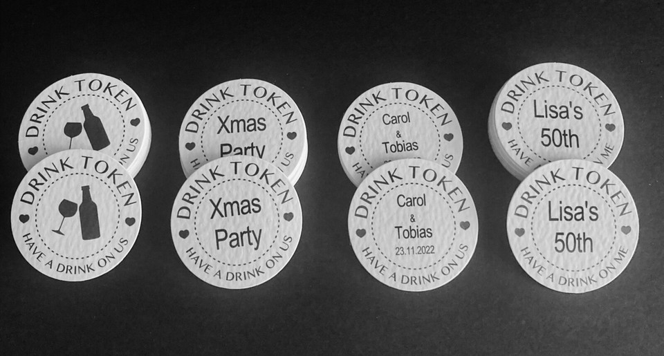 Personalised or generic Drink Token, for bars, parties, weddings. pk10 ...