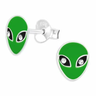 Alien Ohrringe Ohrstecker 925 Silber - Kinder Damen Mädchen Schmuck - Bild 1 von 4