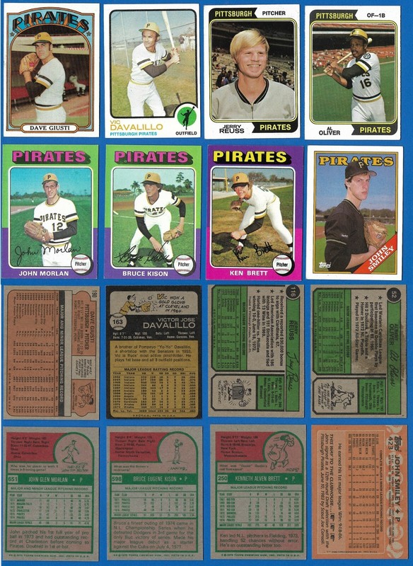 1972-75 & 1988 Topps Pittsburgh Pirates 8 card lot, all different, Oliver, Reuss