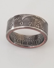 1974 JFK Half Dollar Coin Ring  Kennedy Coin Ring  Coin Jewelry  Unique Gift