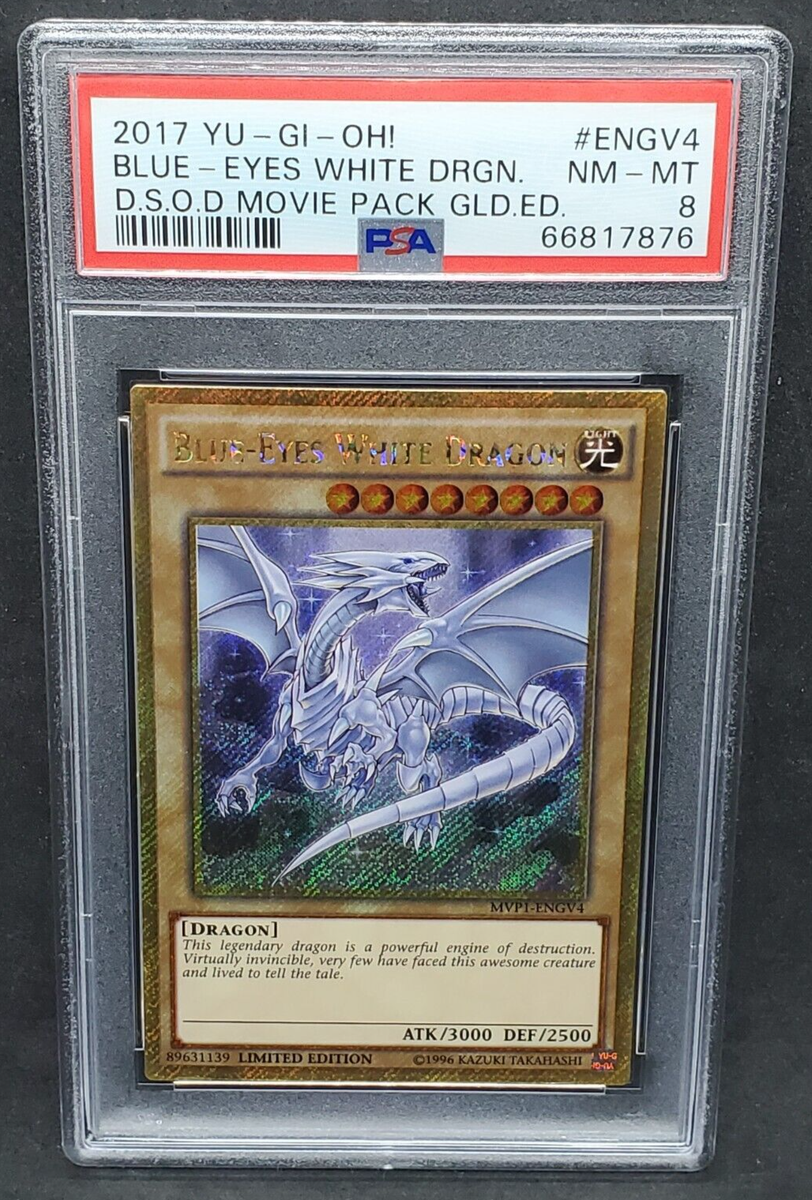 Yugioh PSA 8 NM-MT Blue-Eyes White Dragon MVP1-ENGV4 Movie Pack