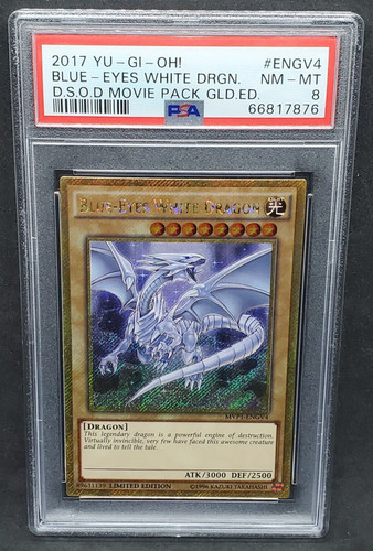 Yugioh PSA 8 NM-MT Blue-Eyes White Dragon MVP1-ENGV4 Movie Pack Gold Edition