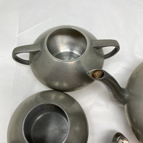 Vintage Pewter Tea Set (Pot, covered Sugar, Creamer) - Picture 7 of 12