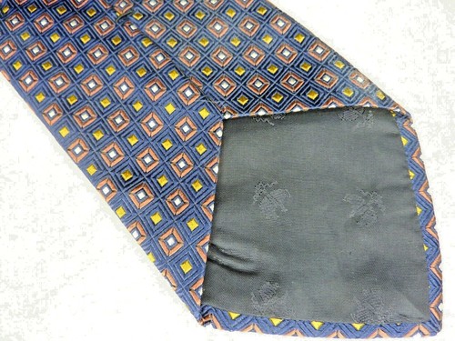 Brooks Brothers Makers Tie Blue Squares Geometric Classic Pure Silk 57"X4" - Picture 4 of 4