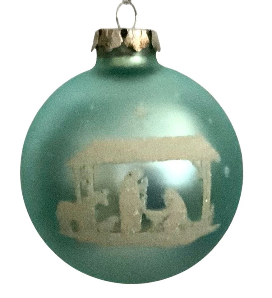 Juego de adornos de belén de vidrio vintage Bethany Lowe 4 bolas con diferentes escenas Foto 3 de 4
