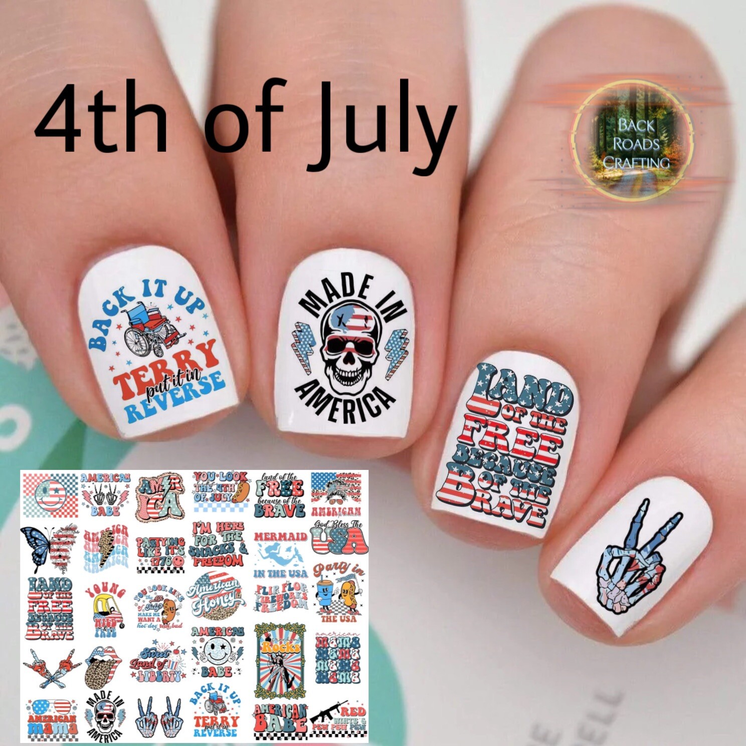 4th Of July Set 2 Independence Day Waterslide Nail Decals Set Of 50